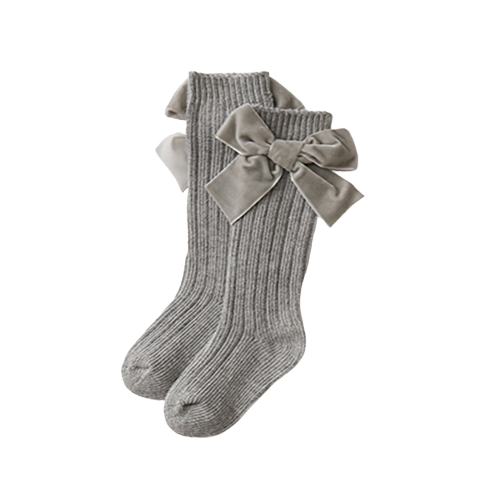 Chaussettes à nœud papillon pour fille, chaudes, confortables, de couleur unie, automne-hiver