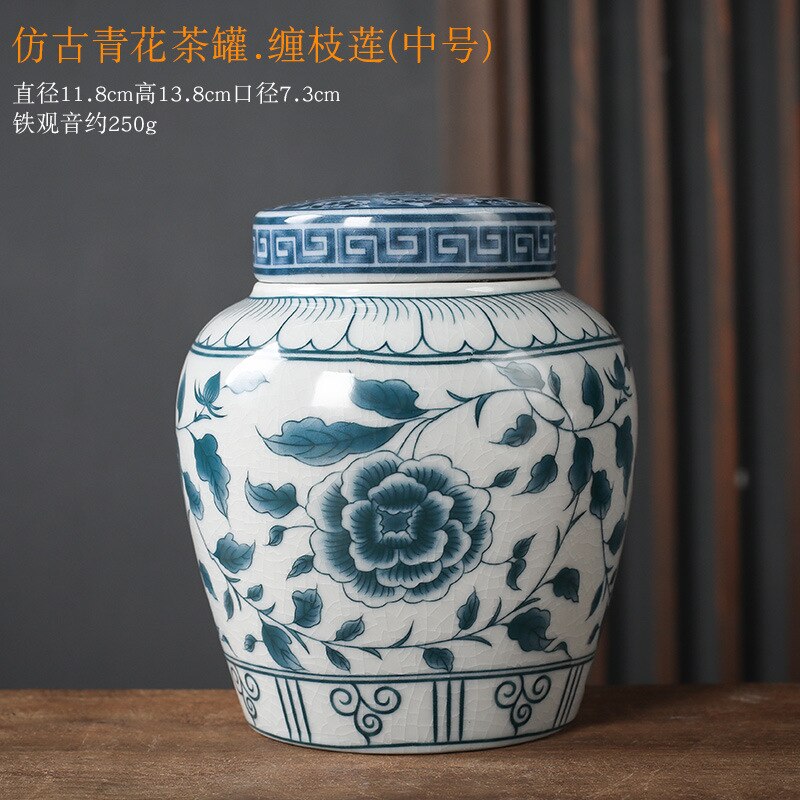 Klassieke Bloem Landschap Theebus Keramische Opslag Pot Met Deksel Grote Capaciteit Thuis Snoep Moer Koffieboon Verzegelde Opslag jar: E-medium