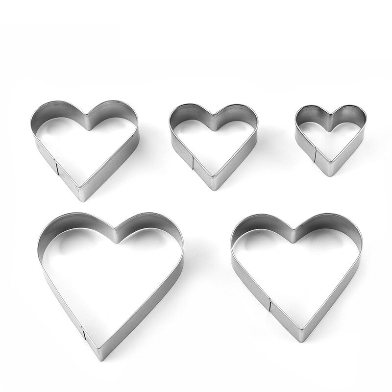 5 Stks/set Hart Vorm Cookie Cutter Mold Jaar Decoratie Cake Biscuit Bakken Tools Kerst Diy Cookie Moulds Keuken Gereedschap: Default Title