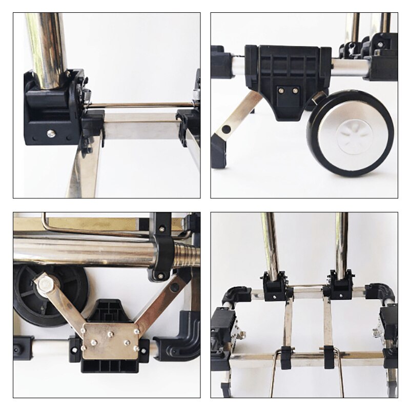 Folding Hand Truck Heavy Duty Capacity Portable Aluminum Alloy Cart and Dolly Luggage Travel Office Auto Moving Bottom