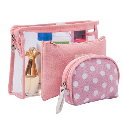 3 stk gennemsigtige pvc kosmetiktasker prik vandtæt vasketaske kvinder rejse opbevaringstaske makeup organizer makeup etuier skønhedstasker: 04
