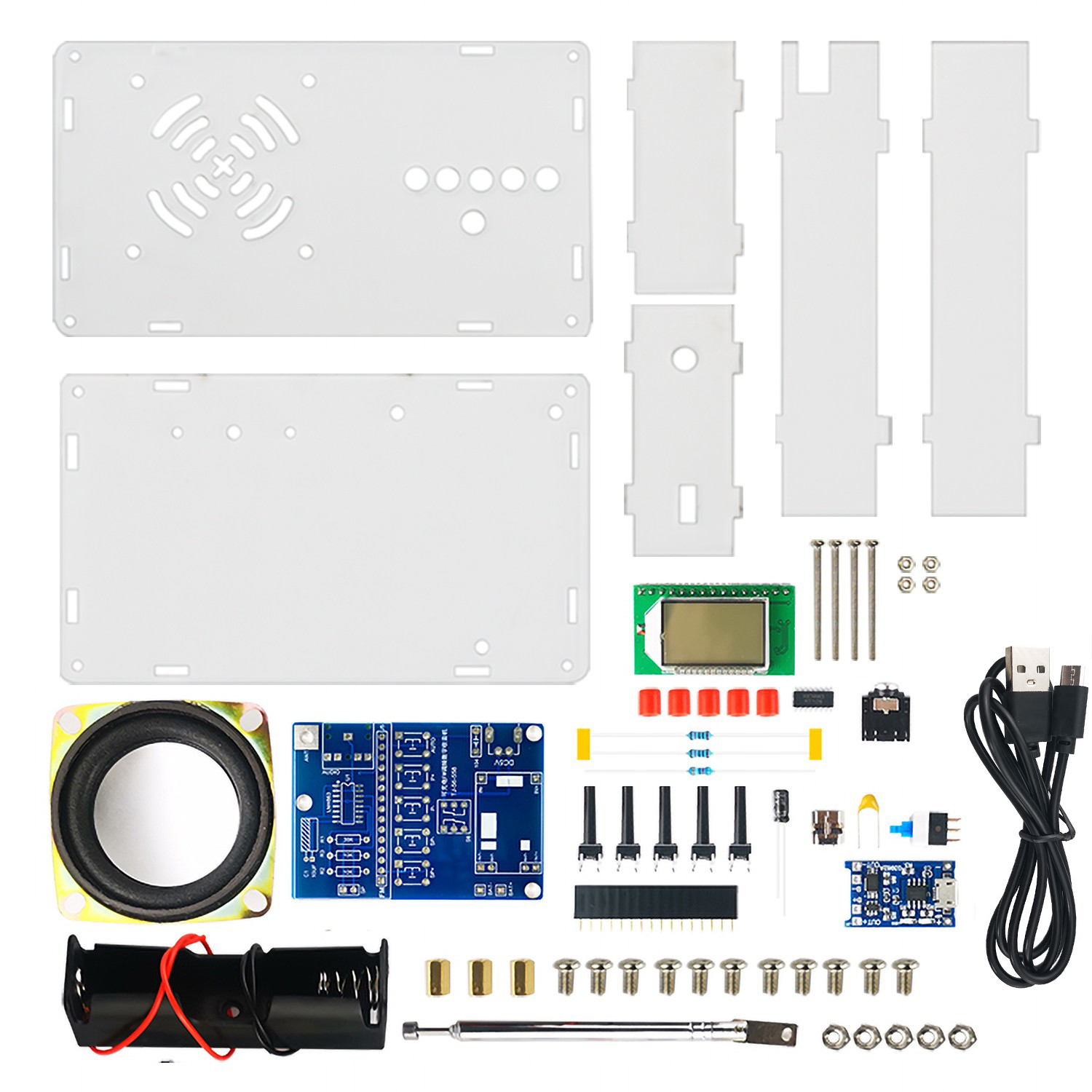 Kit de bricolaje de montaje de Radio Digital FM, placa de circuito electrónico, productos de práctica de soldadura: Negro