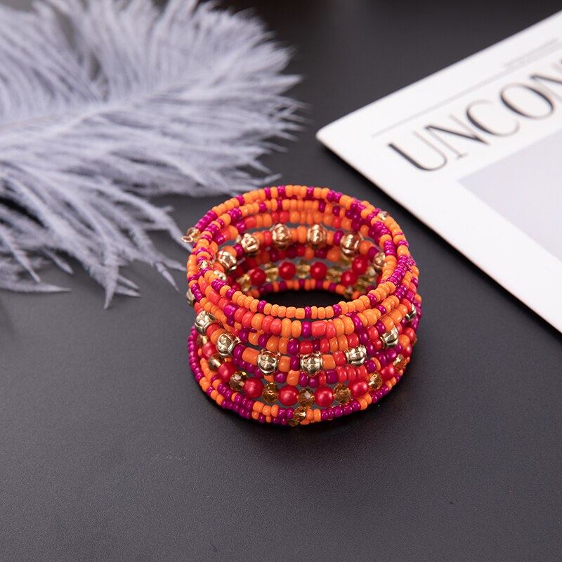 Böhmischen Armbinde für Frauen Freundschaft Mädchen Hand Weben Boho Armbinde Femle Einzigartige Farbe Gemischt Perlen Bracele