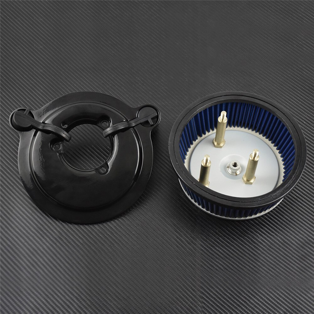 Motorrad Blau Luftfilter System Reiniger Aluminium Für Harley Dyna Straße Bob Softail FXSTB Fett Junge touren Straße König FLHX FLHR