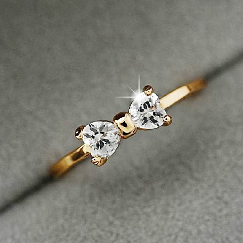 Oostenrijk Crystal Ringen Goud Kleur Vinger Boog Ring Bruiloft Engagement Cubic Zirconia Ringen Voor Vrouwen