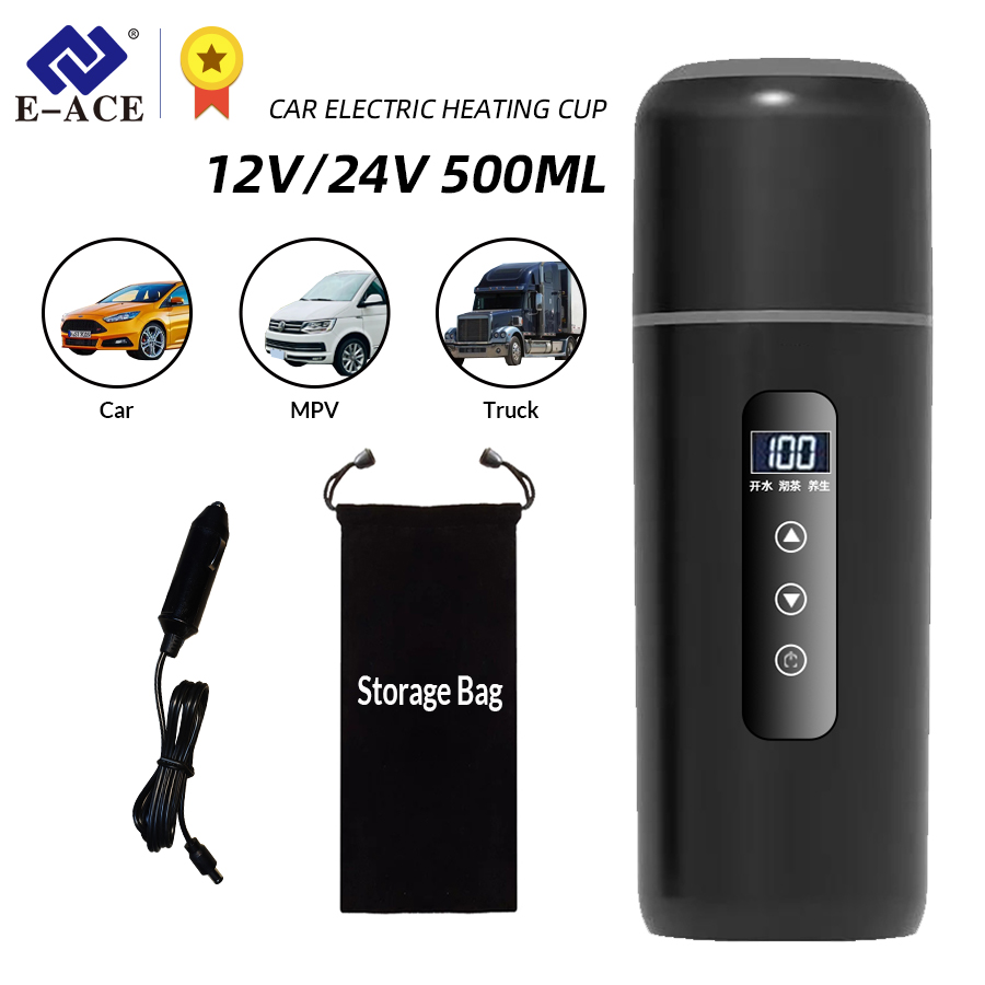 12V 24V Car Heating Cup 500Ml Electric Kettle Water Heater Boiling Mug Boiler Thermostatic Tumbler Termos Thermos Thermal Mug