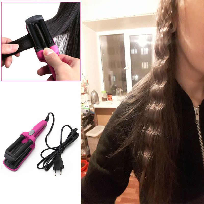 Mini Keramische Krultangen Iron Wave Wand 3 Vaten Ijzer Ijzer Platte Keramische Haar Tools Professionele Krimptang Haar Krultang ha