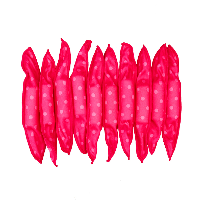 10 Pcs/Lot Hair Curlers Soft Sleep Pillow Hair Rollers Set Best Flexible Foam and Sponge Magic Hair Care DIY Hair Styling Tools: 10pcs Rose Red