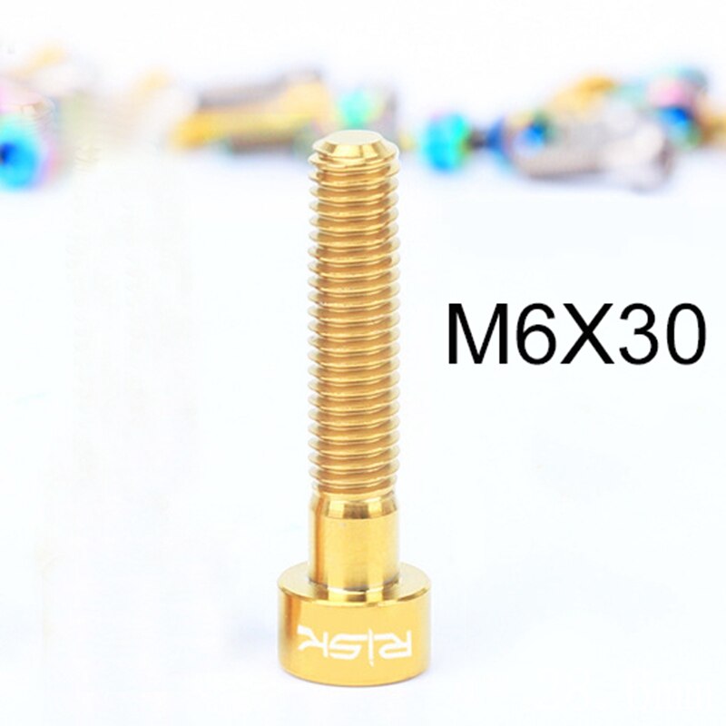 Risiko 1 stk  m6 x 30/35/40/50mm titan bolt for sykkel hodesett bolt 1 1/8 ti stamme hette bolt sykkel kolonne skrue sykkel hodesett deler: M630 gull