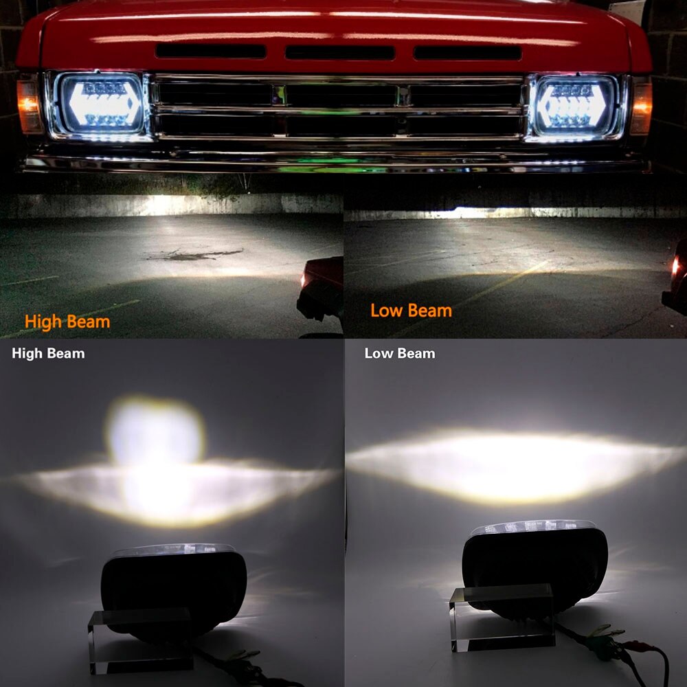 Flèches style 5x7 pouces Headligh 7x6 "pouces Halo LED phares, carré LED phare avec flèche ange yeux DRL tournant remplace