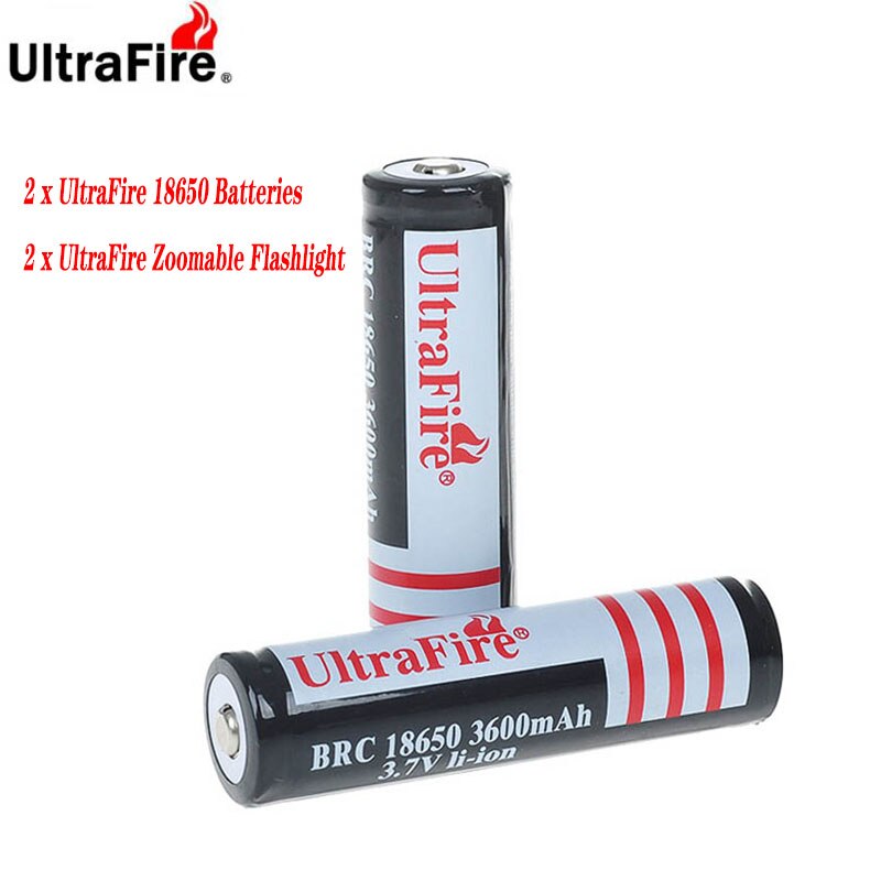 Ultrafire 2 Stuks 18650 3600Mah 3.7V Oplaadbare Bescherming Lithium-Ion Batterij Bescherming 18650 Lithium Batterij 2 Zaklampen