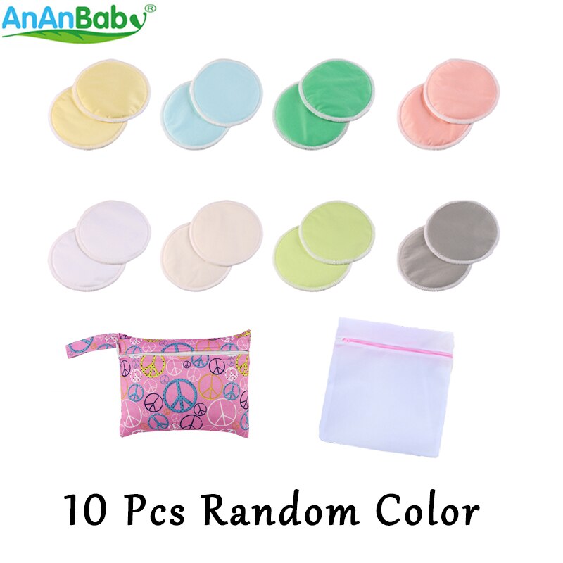 Ananbaby 10 stks Bamboe Borst Pads Met EEN Waszak En EEN Mini Wet Bag Waterdichte Verpleging Pads