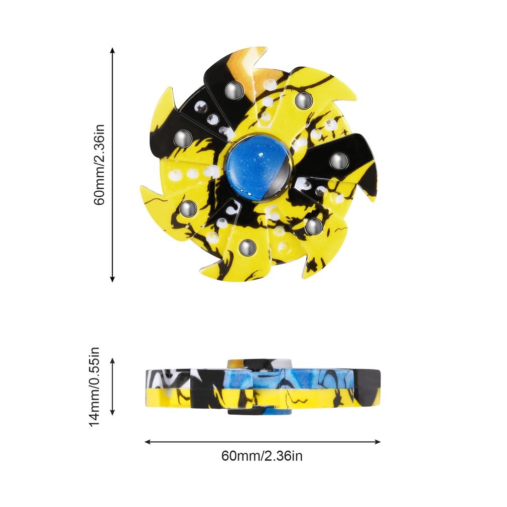 Duurzaam Grappige Verlichten Adhd Lijder Angst Stress Reducer Vinger Speelgoed Zeven Bladeren Hand Spinner Met Vortex Uiterlijk
