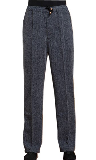 Shanghai histoire mélange lin pantalons décontractés hommes pantalon chinois mâle Kung Fu pantalon chinois traditionnel vêtements pour homme: Dark Gray / L