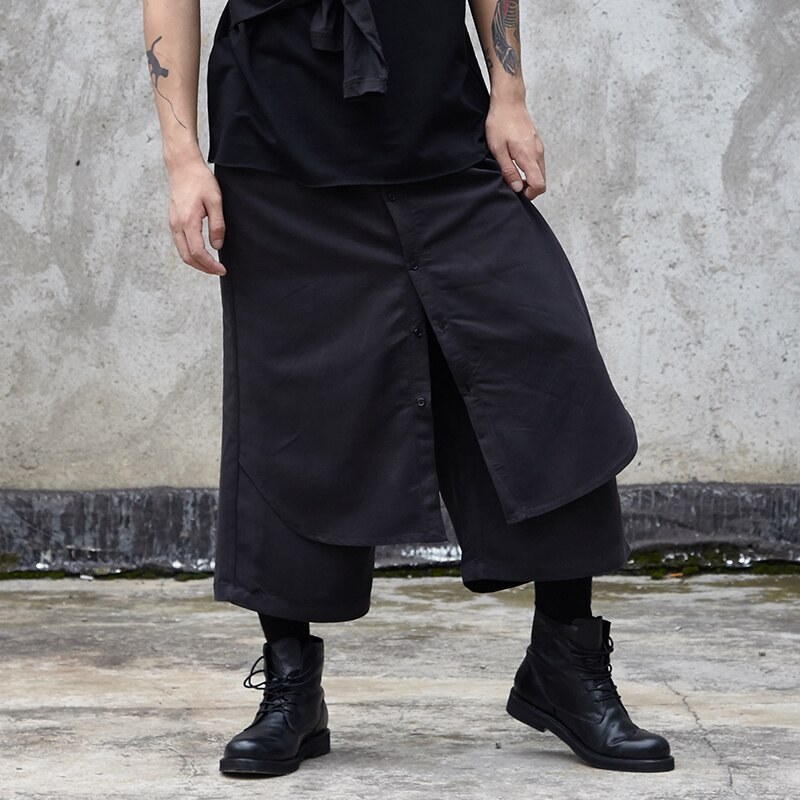 Men's nine split pants Spring/summer Yamamoto Black Japan loose skirt ...