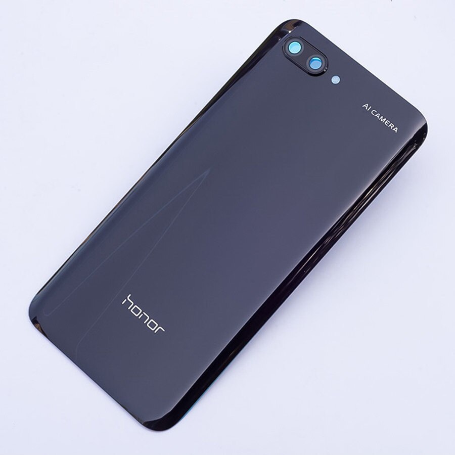 Battery Cover For Huawei Honor 10 Back Glass Cover Rear Window Panel Door Battery Housing Case Honor 10 Back Cover+Camera Lens: Black With Lens