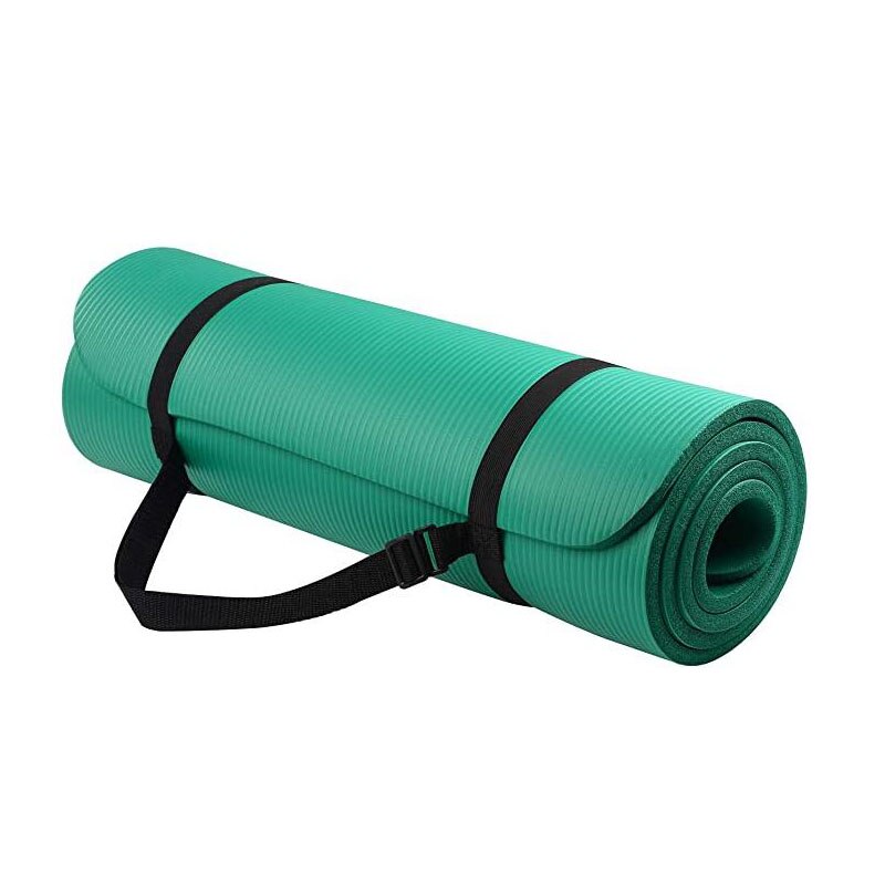 Yogamåtte multi-purpose 183*61*1.5 ultra-tykke high-density anti-rive sportsmåtter træningsmåtter med rem til fitness træning: Grøn