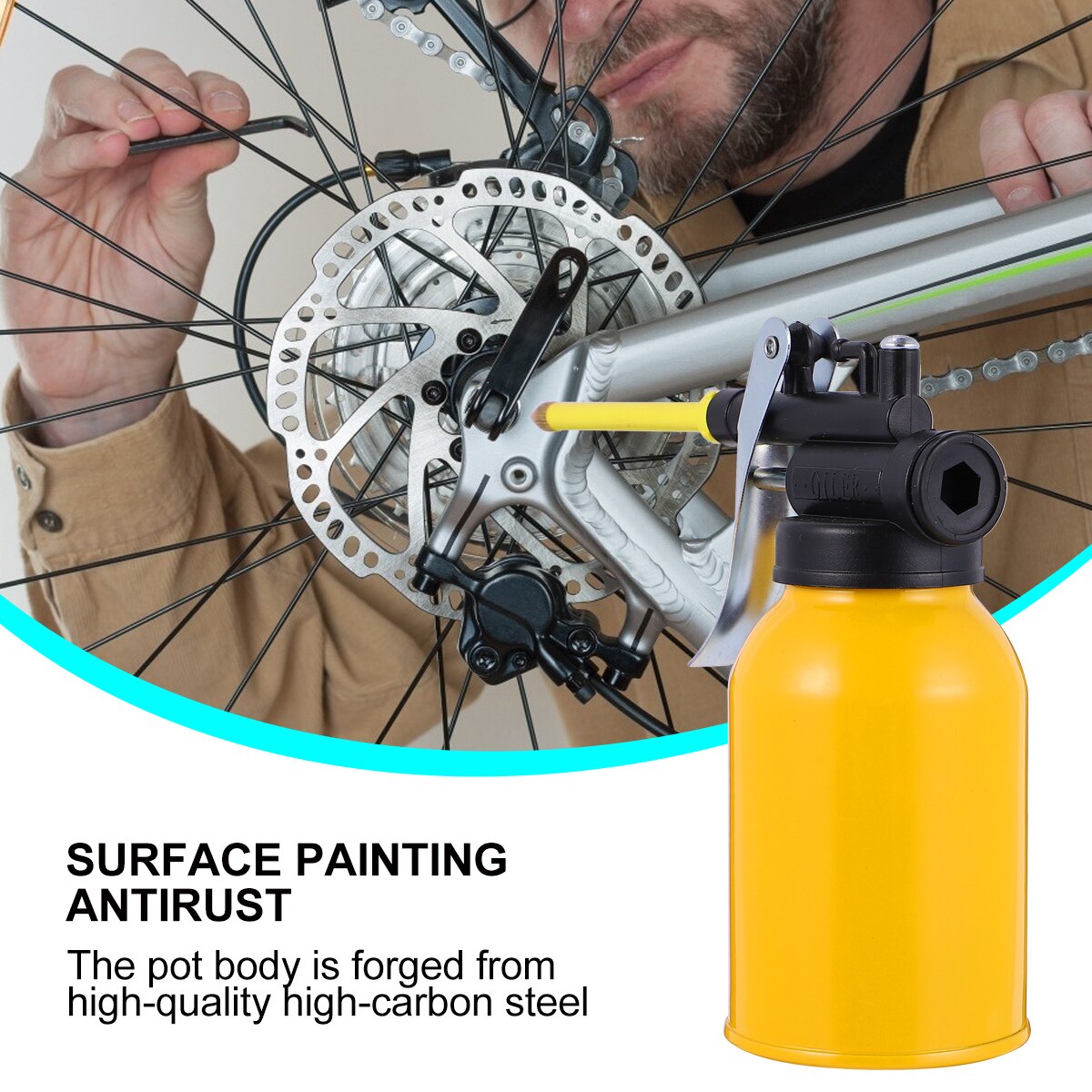 2 Pcs 250ml High Pressure Oil Pot Pump Oil Can Aluminium Oiler(Yellow)