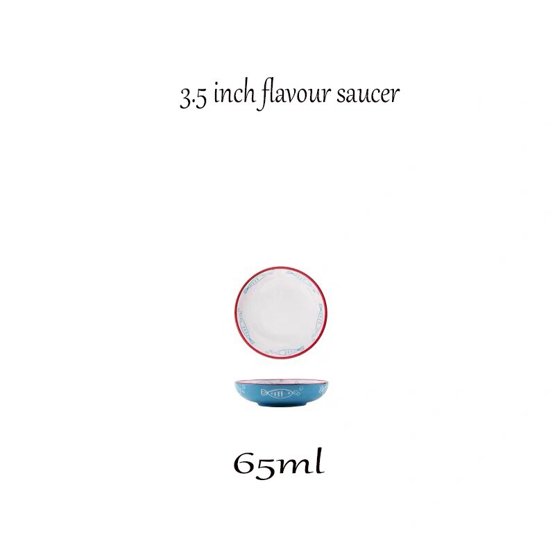 Ceramic Steamed fish plate 8/10/12inch round oval dish with disc clamp heat resisitant procelain tableware dinner set: 3.5inch saucer