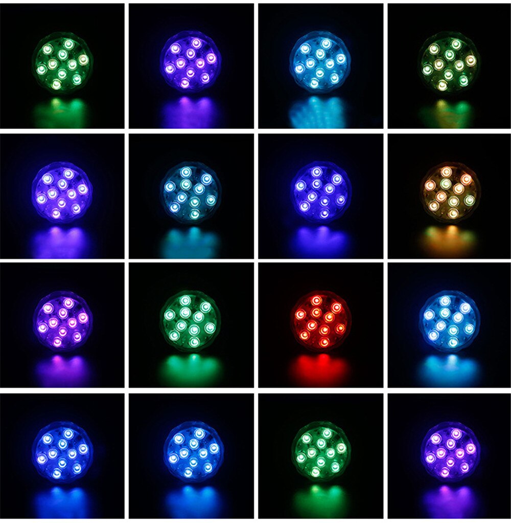 4Pcs Battery Operated RGB Led Submersible Light Underwater Night Lamp Garden Swimming Pool Light for Wedding Party Vase Bowl