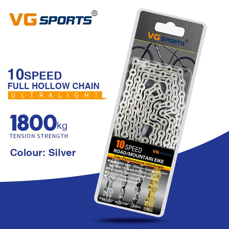 10S Bicycle Chain Half / Full Hollow Bike Chains 10 Speed 116 Links Ultralight MTB Mountain Road Bike Variable 30 Speed Boxed: 10s full hollow yin