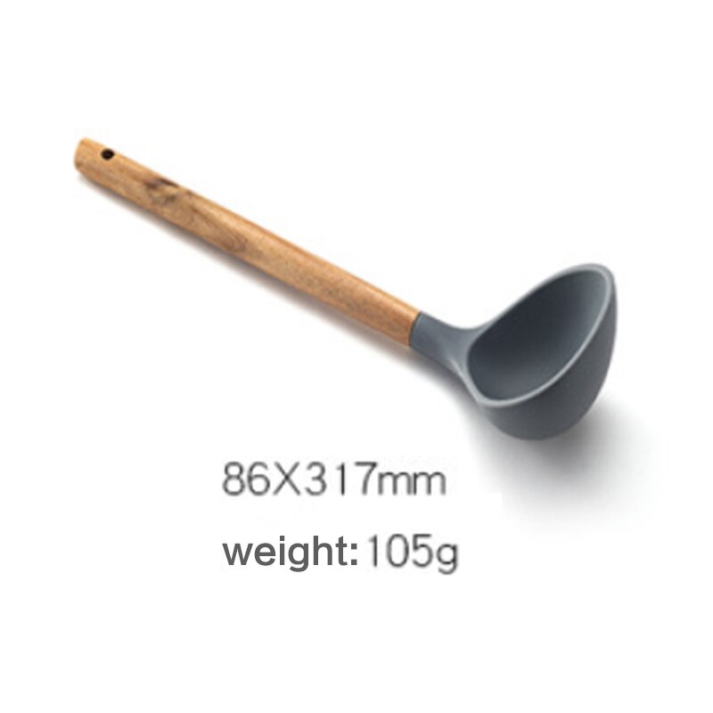 7PCS Silicone Spatulas Cooking Utensils sets Wooden Handle Non-Stick Spatula Spoon Colander Kitchen Cooking Tools Gadget BS: size 6