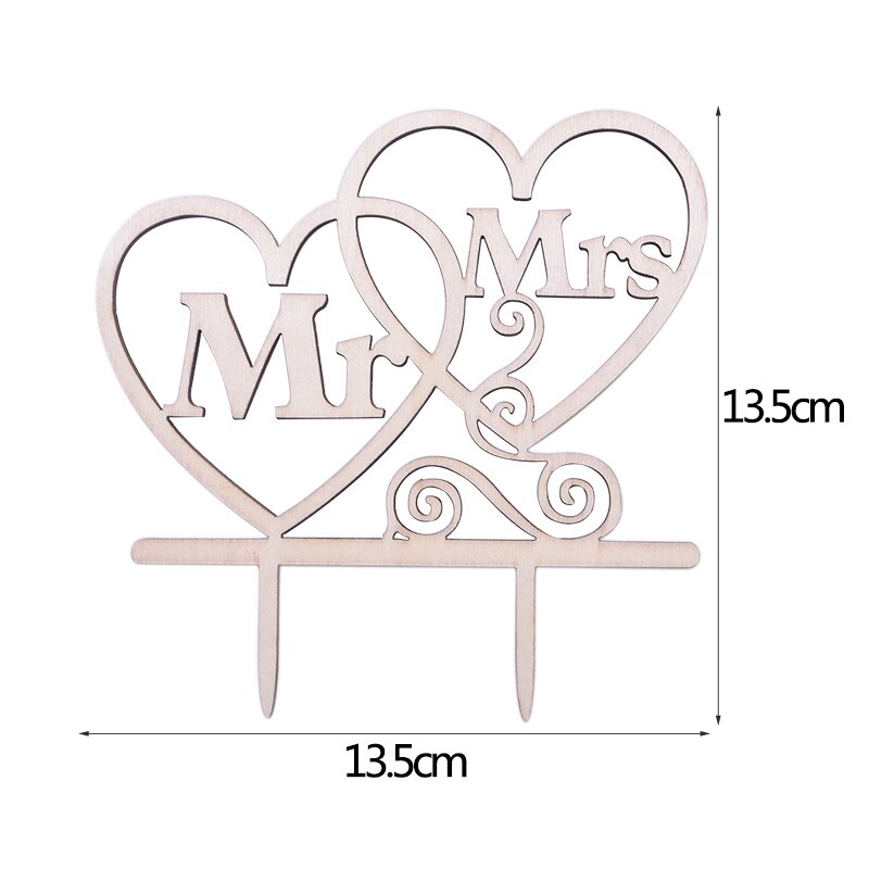 Mr&Mrs Love Just Married Wooden Letters Wedding Cake Topper Wedding Cake Decorations Engagement Party Supplies Cake Insert Cards: B07-1pcs