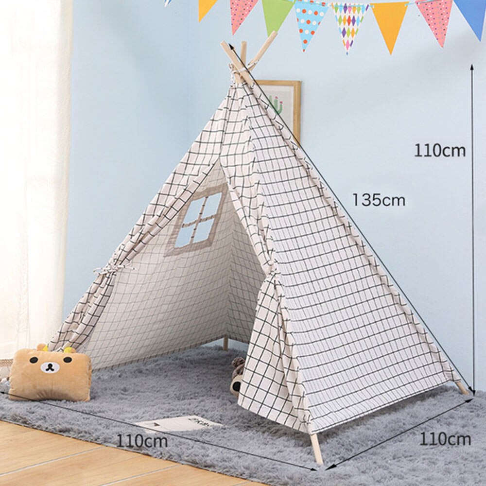 Baby Draagbare Tenten Katoenen Canvas Kinderen Tent Draagbare Opvouwbare Game Teepee Outdoor Kids Speelhuis Meisjes Wigwam Spel Huis