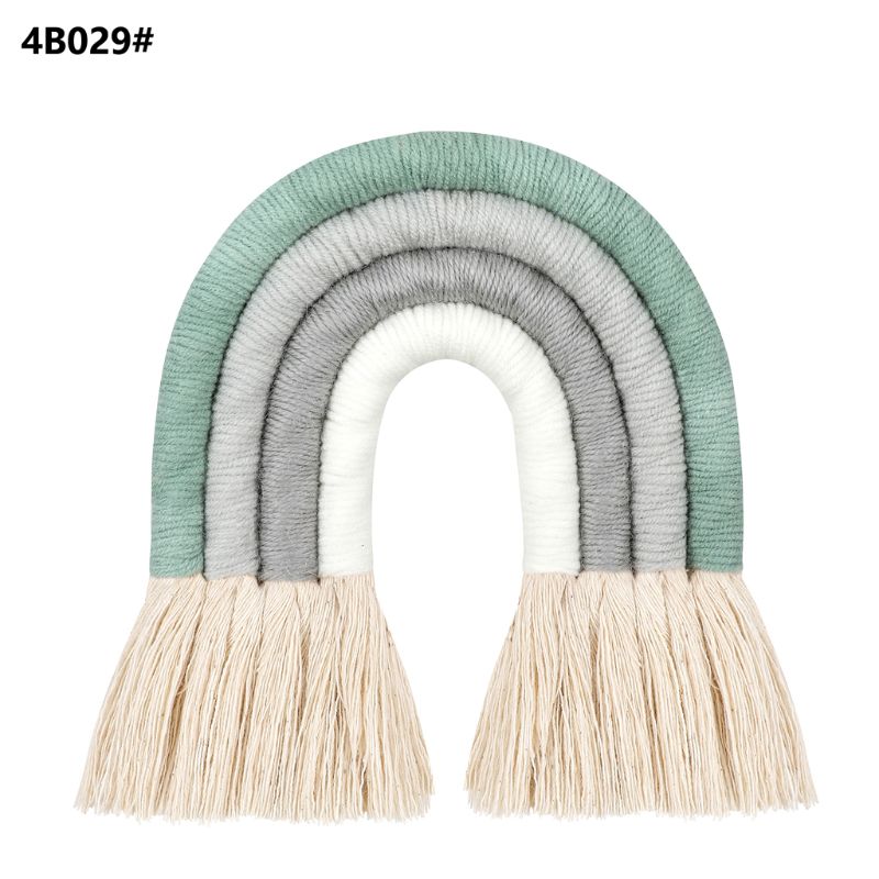 4 lager macrame regnbåge väggdekor för sovrum barnkammare baby barn rum färgglada gobeläng rep vävd tofs vägghängande leksaker: 29