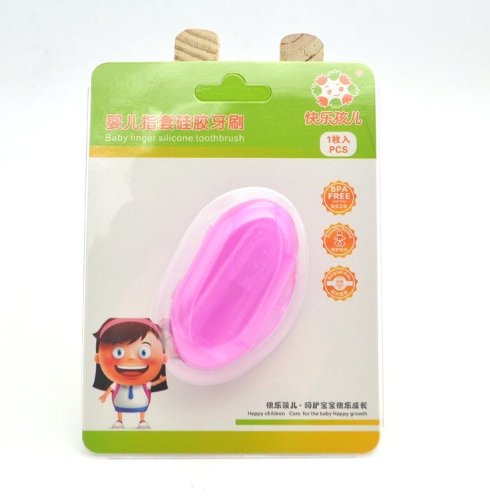 Baby Finger Zahnbürste Mit Box Kinder Nette Zähne Klar Massage Weiche Silikon Infant Gummi Reinigung Pinsel Set mit Staub Abdeckung: Pink