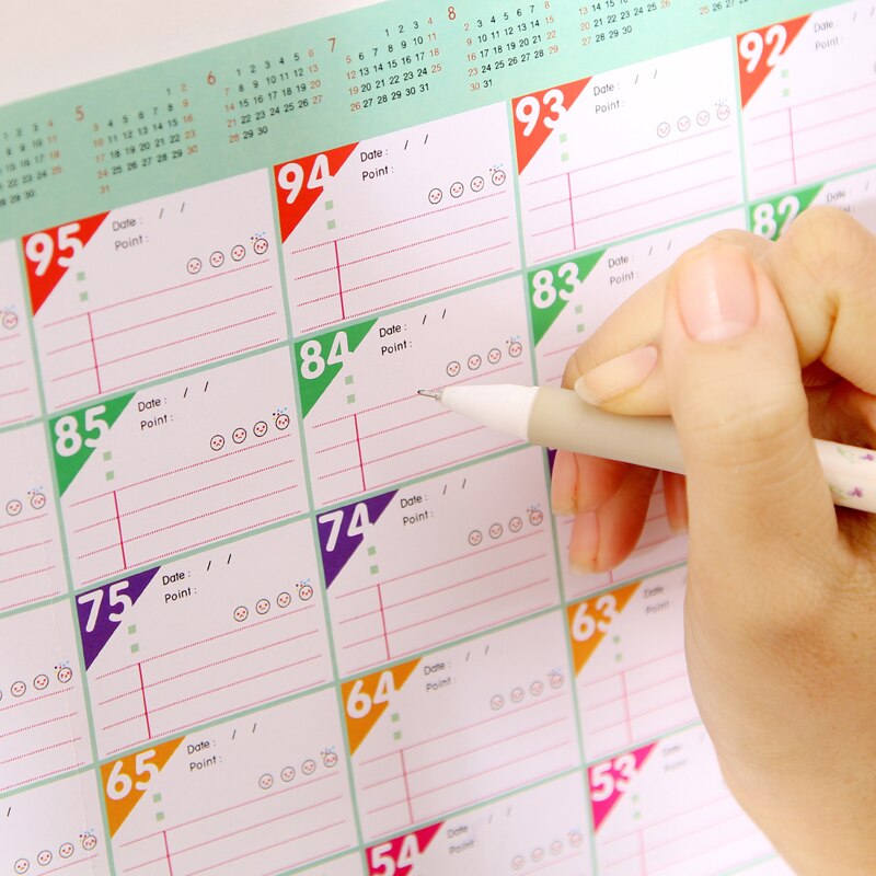 5 Pcs of 100-Day-Countdown Calendar and Planer and Schedule for School Stationery & Office Supply