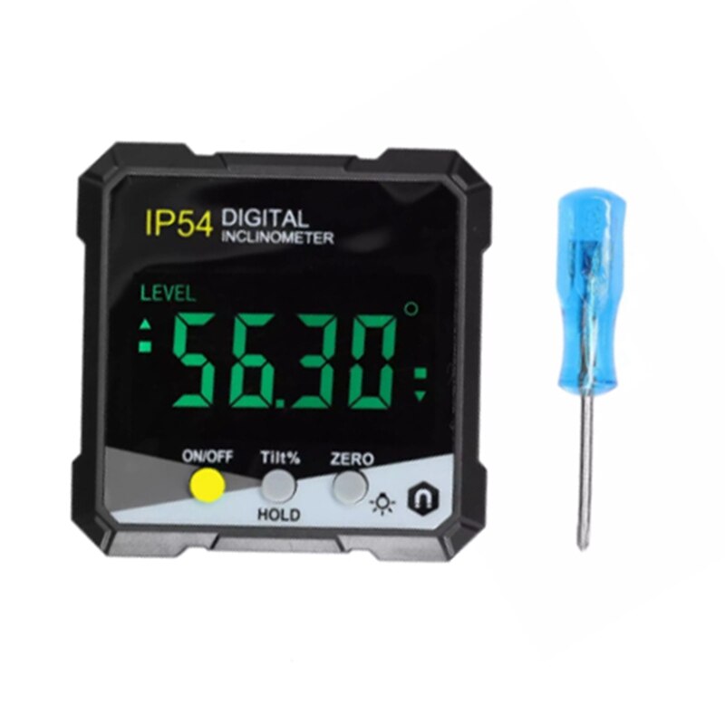 IP54 4X90°Digital Inclinometer LCD Backlight Protractor Slope Meter Angle Ruler Single-Side Electronic Goniometer: Yellow