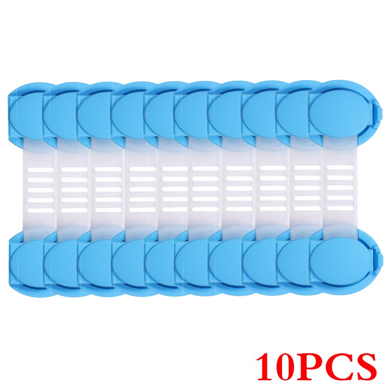 Ceinture de sécurité en tissu, protection pour bébé, serrure de réfrigérateur, extension de porte d'armoire, serrure de tiroir, anti-pincement, sécurité des mains: 10PC Blue