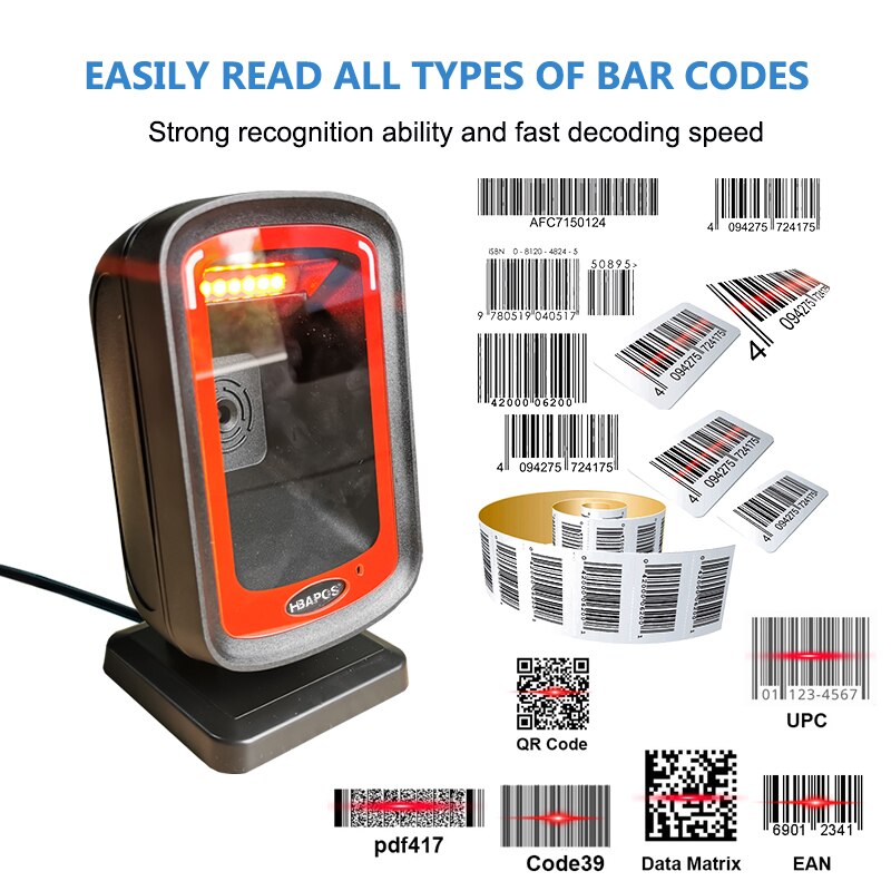 Barcode Scanner 1D 2D QR-Code Omnidirektionale Schreibtisch-hoch-leistung Auto Sinne Daten Matrix Code Leser für Supermarkt