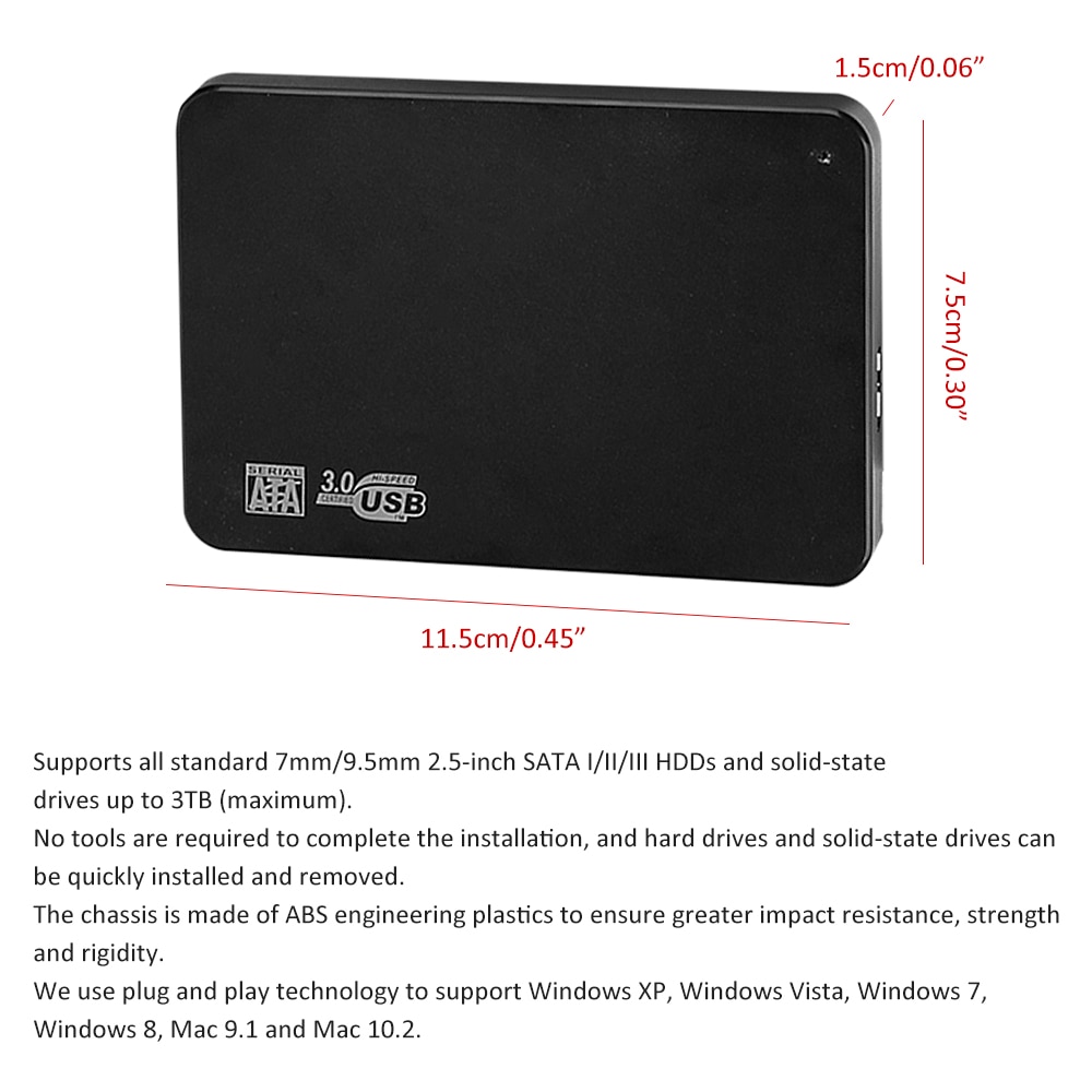 2.5inch External Hard Drive USB 3.0 500GB 1TB 2TB Storage HDD External Hard Disk Portable HD Hard Disk For Desktop Laptop Mac