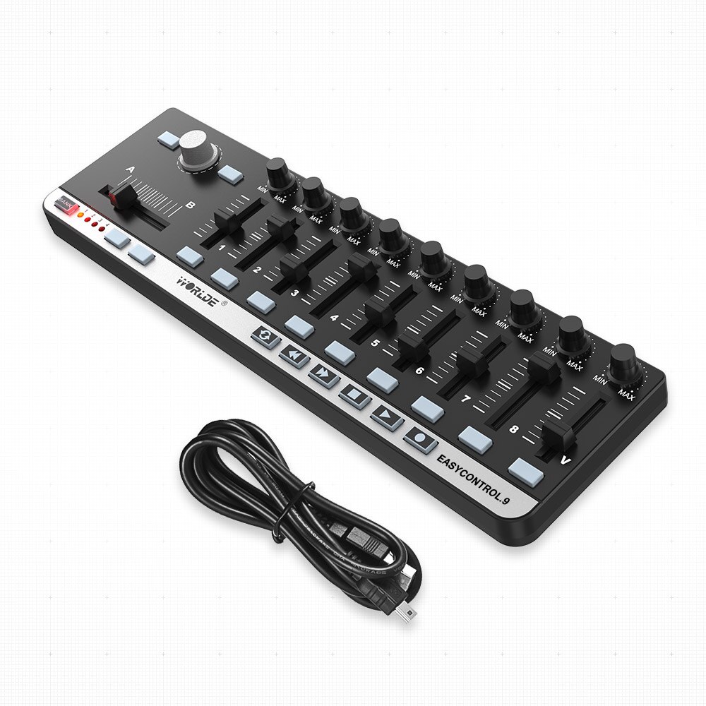 Worlde EasyControl.9 Portable Mini USB 9 Slim-Line Control MIDI Controller: Default Title