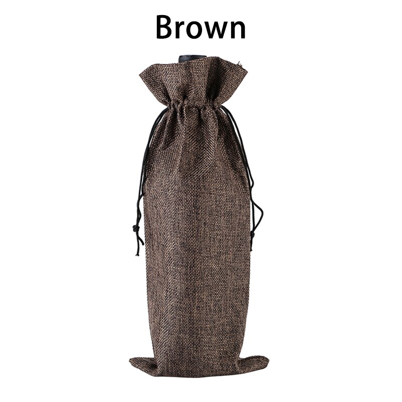Rotwein Flasche Abdeckungen Verpackung Wein Taschen Champagner Beutel Sackleinen Verpackung Tasche Hochzeit Party Dekoration Wein Lagerung Tasche: Brown
