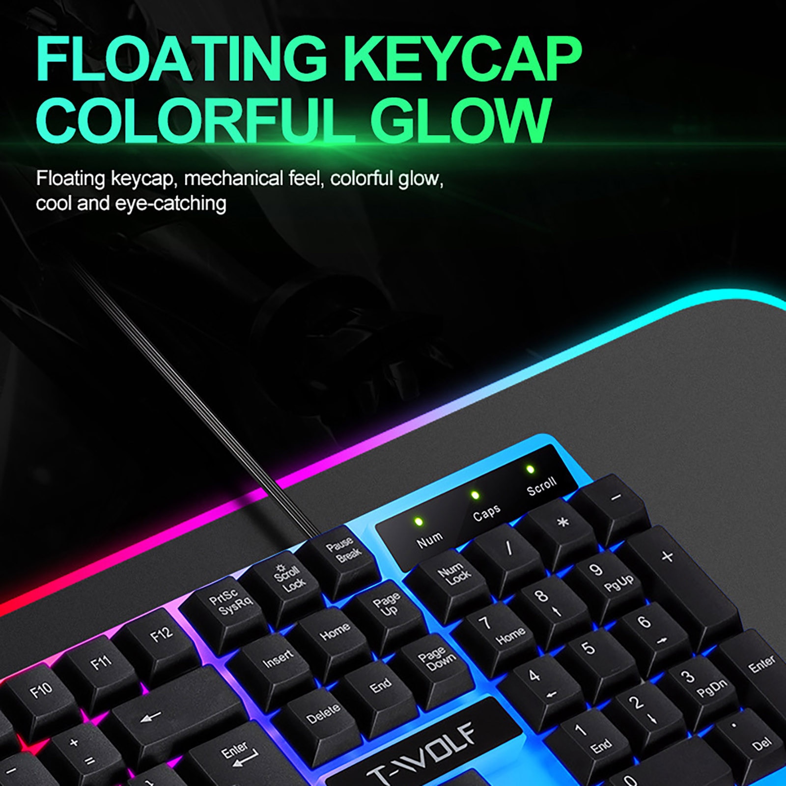 Gaming Keyboard TF230 Rainbow Backlight Usb Ergonomic Gaming Keyboard And Mouse Set For Laptop Office Home Keyboard Mice