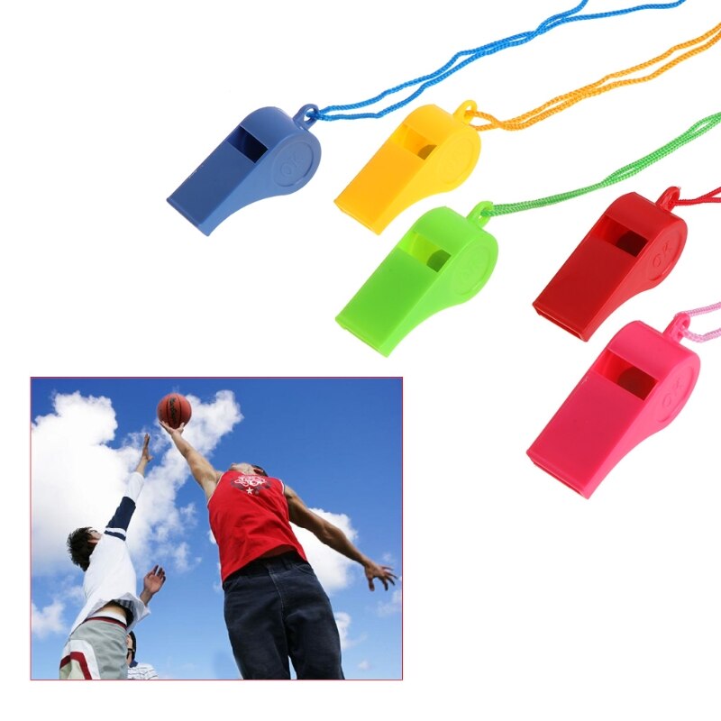 24 Pcs Color Plastic Cheer Sports Basketball Soccer Ball Fans Referee Whistle