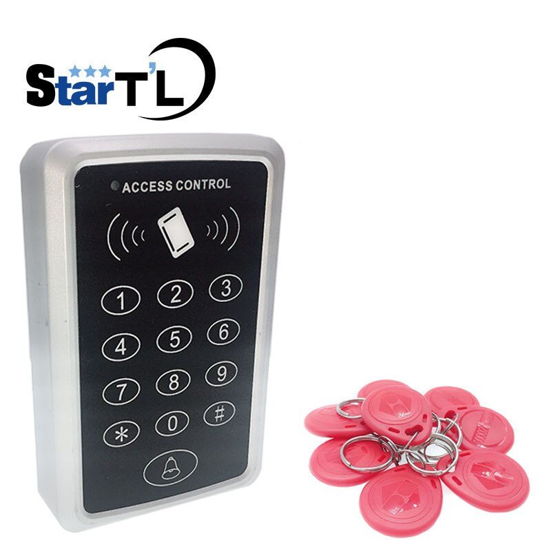 T11 gate access control system rfid access control reader 10 EM4100 keychains 125KHz Card Reader For Door Access: Red