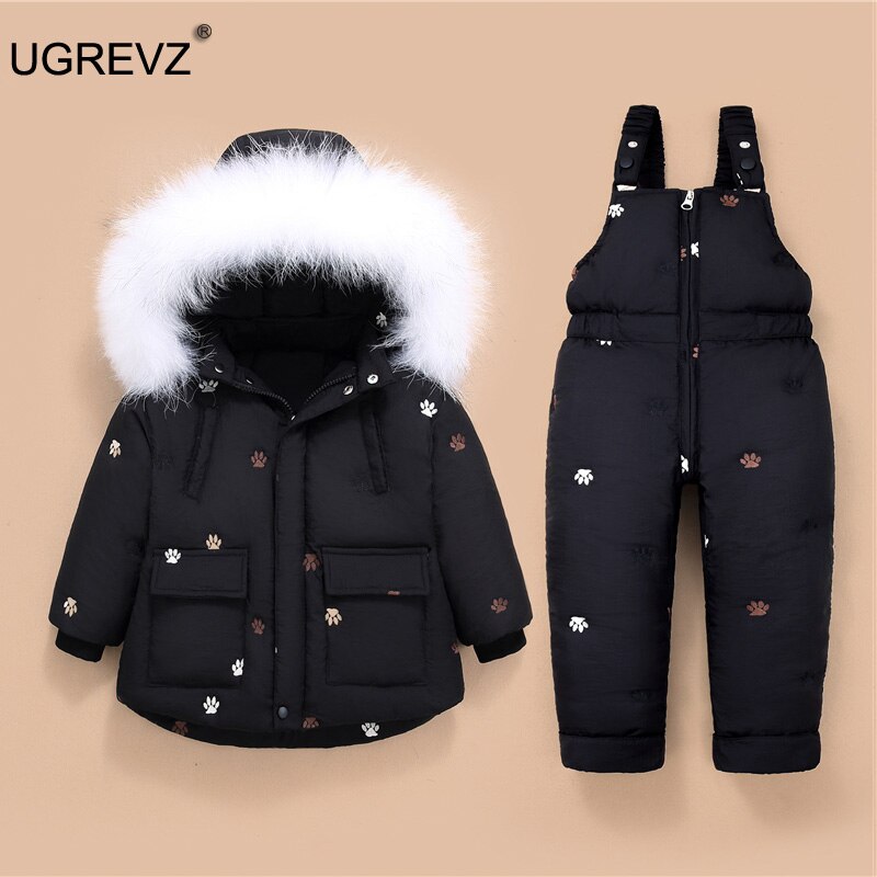 neue Winter freundlicher Kleidung setzt 2Stck Dicke Daunen Jacke Overall Baby Jungen Warme Gesamt freundlicher Mädchen Schneeanzug 12M 2 3 Jahr: K38-M2001Schwarz / 3T