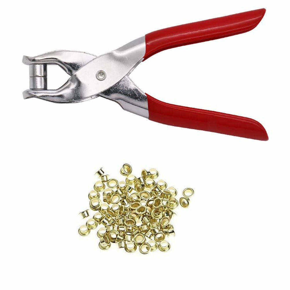 1 ensemble oeillet tissu poinçon pince cuir toile trou perforateur outil Scrapbook oeillet 100 laiton anneaux Kit bricolage manuel outils Kit