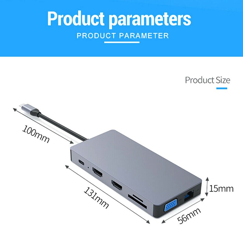 USB di Tipo C centro adattatore 12 in 1 doppio USB di Tipo C molo per pro con 4K HDMI USB C USB3.0 SD/Scheda micro SD Lettore di