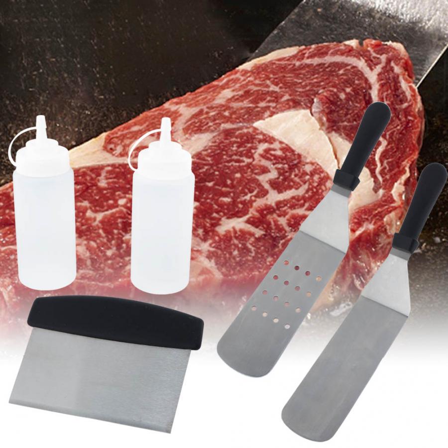 5 Piece Set Set Cooking Tools Kitchen Tool Outdoor BBQ Tool Accessories Set Teppanyaki Shovel Flour Shovel Oil Pot