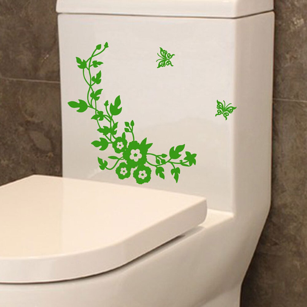 Vlinder Bloem Badkamer Muurstickers Voor Home Decor Vlinders Decoratie Muurstickers Voor Wc Decal Sticker Op De Muur