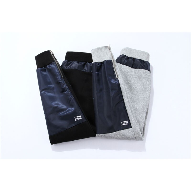 Colorblock dikke joggingbroek heren dames hiphop enkel rits grijs blauw sweatpants mannelijke casual broek