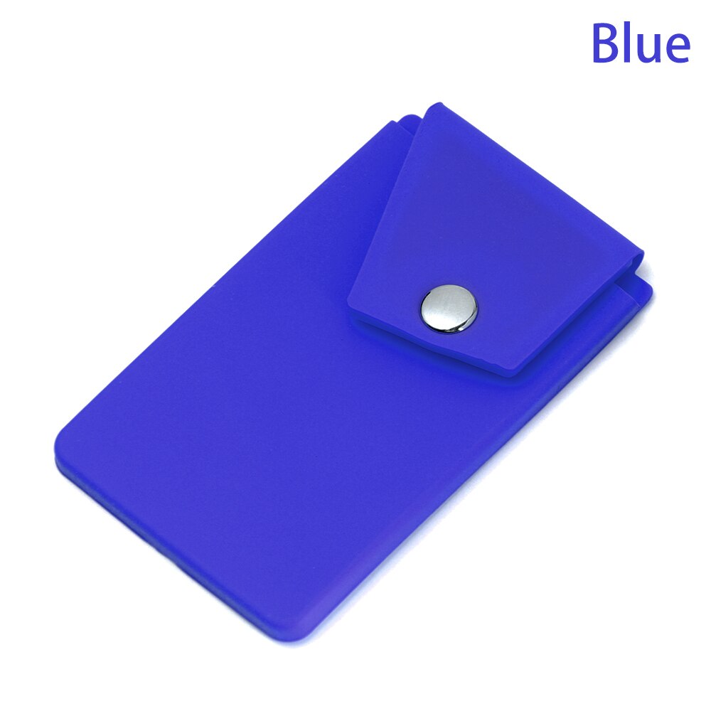 1PC Unisex Adhesive Silicone Phone Card Holder Wallet with Snap Pocket Phone Back Stick-on Credit Card Holder for Smart Phone: Blue