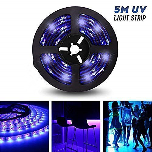 16.4ft LED UV bande de lumière noire, SMD 5050 12 V luminaires noirs flexibles avec 300 unités perles de lampe UV