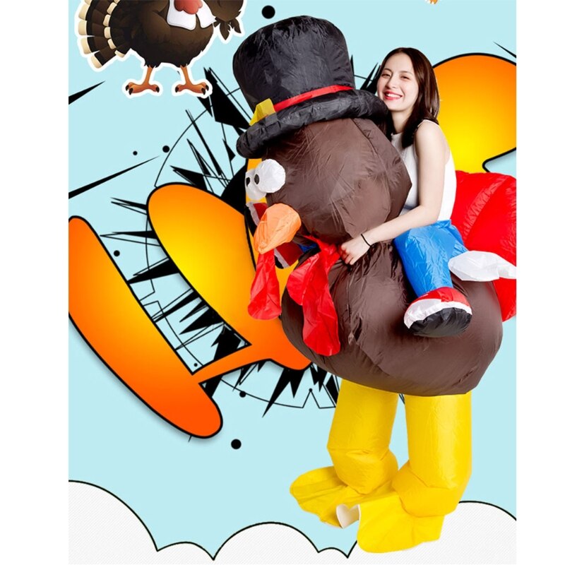 Thanksgiving Turkey Rider Adult Cosplay Inflatable Suit Festive Party Clothing Set Carnival Party Event Funny Costumes Outdoor T