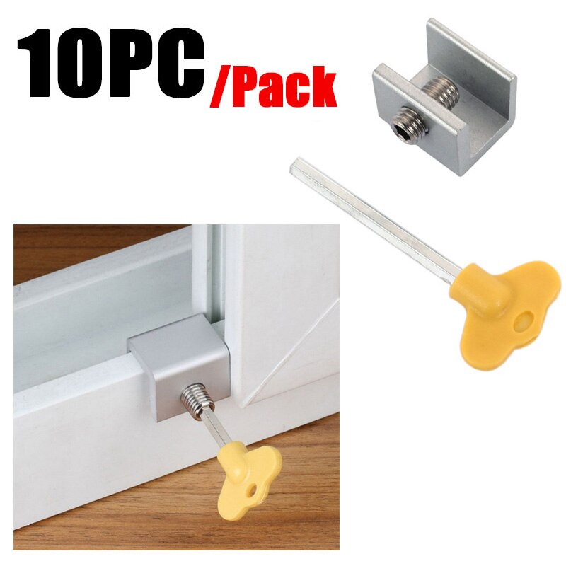 10pcs/lot Locking Steel Doors and Windows Track Restrictor Aluminum Door Safe Sliding Window Catch Children Security Sash Lock